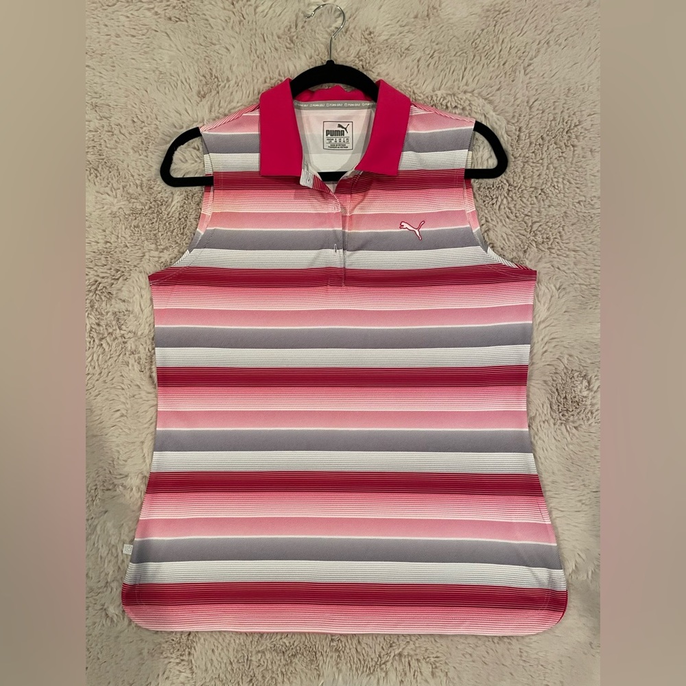 Puma Sleeveless Striped Golf Top